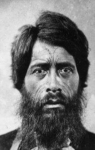 顔の「The Tattoo」タトゥーを持つマオリの男、1860